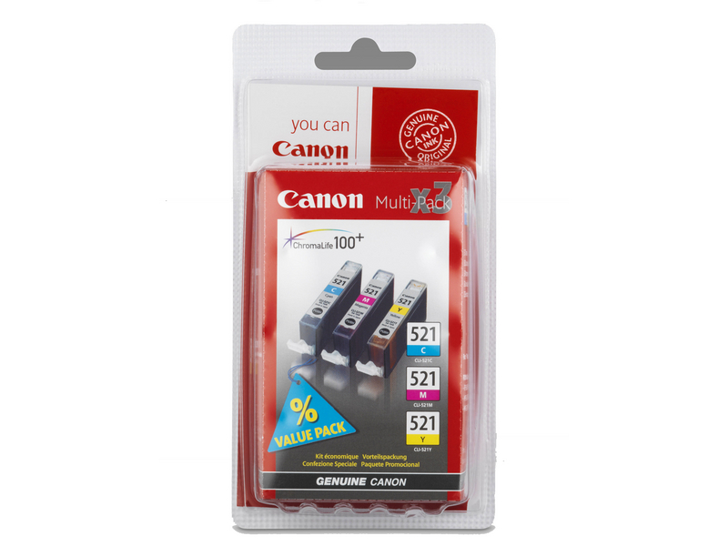 Jeu d'encres Canon CLI-521PA C, M, Y