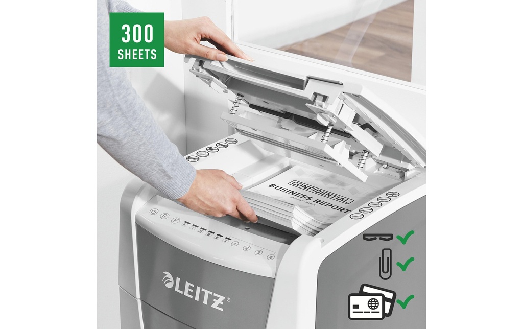 Leitz Bürogeräte Déchiqueteuse de documents IQ Autofeed 300 P-4, 300 Page(s)