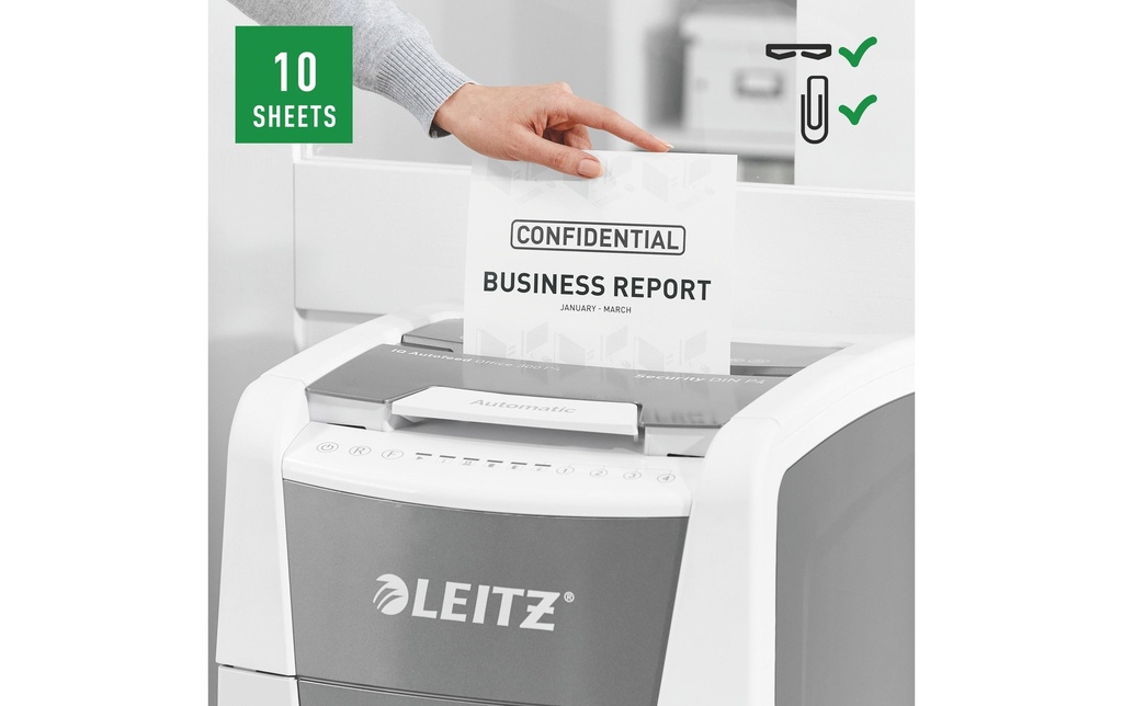 Leitz Bürogeräte Déchiqueteuse de documents IQ Autofeed 300 P-4, 300 Page(s)