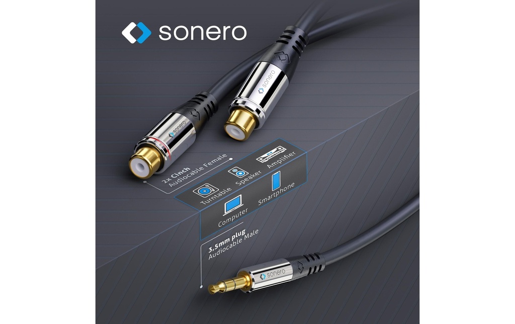 sonero Câble audio jack 3.5 mm - Cinch 0.25 m