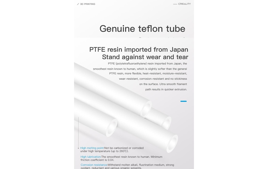 Creality Tuyau en téflon Capricorn Kit 2 m
