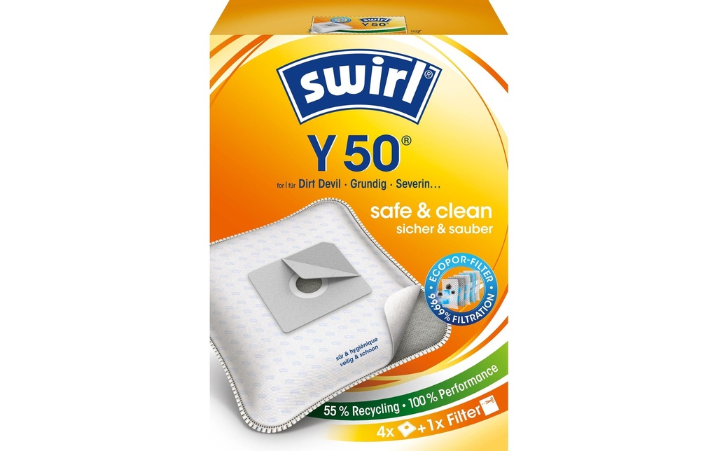 Swirl Sac filtrant pour aspirateur Y 50 4 Pièce/s