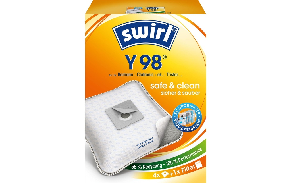 Swirl Sac filtrant pour aspirateur Y 98 4 Pièce/s