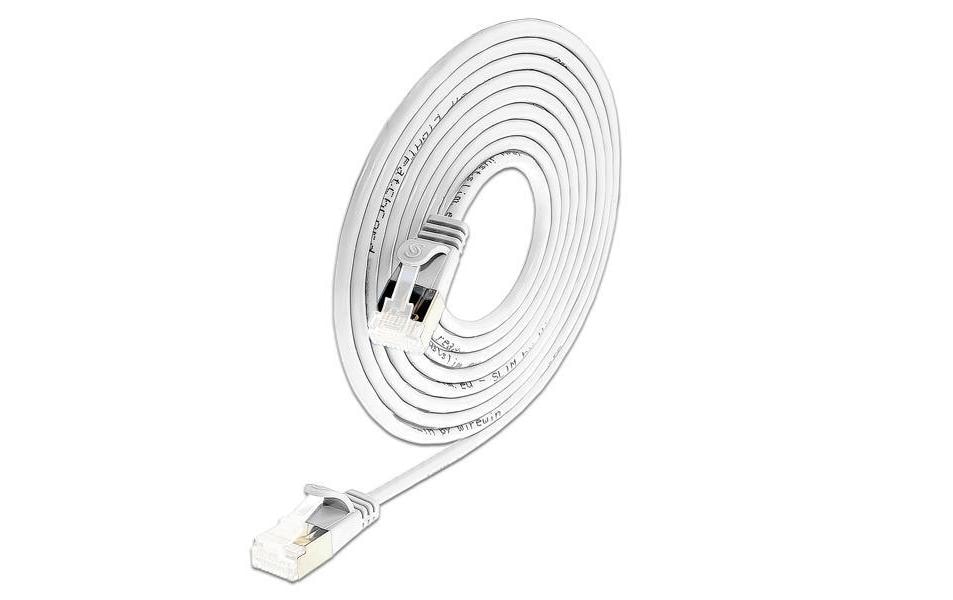 SLIM Câble patch slim RJ-45 - RJ-45, Cat 6A, U/FTP, 0.5 m, Blanc