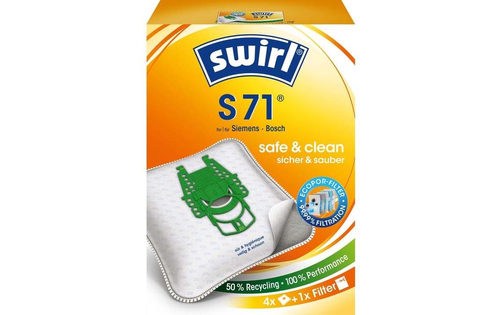 Swirl Sac filtrant pour aspirateur S 71 4 Pièce/s