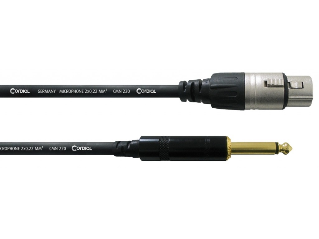 CORDIAL CCM 5 FP - câble microphone XLRf-Jack, 5m, noir