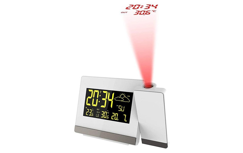 Technoline Réveil radio-piloté WT549 avec projection, argent